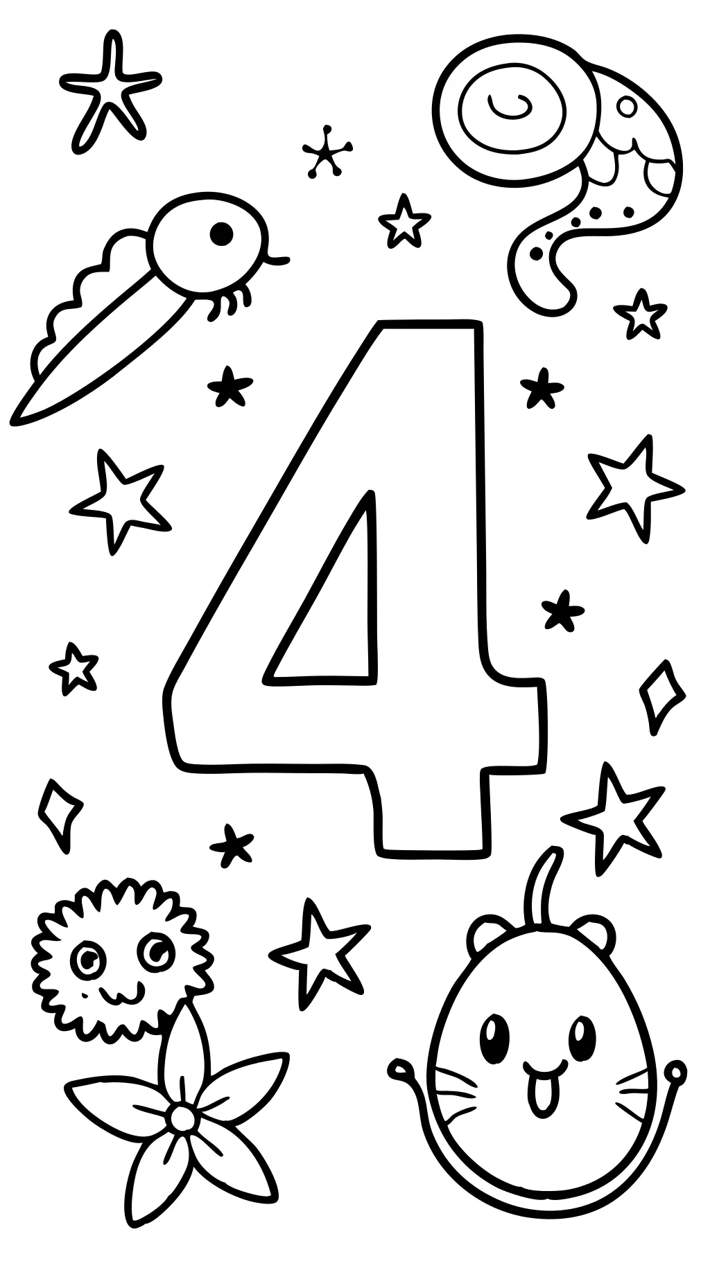 number 4 coloring page